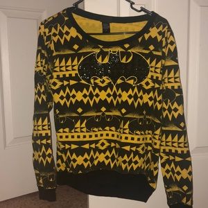 a yellow and black batman longsleeve
